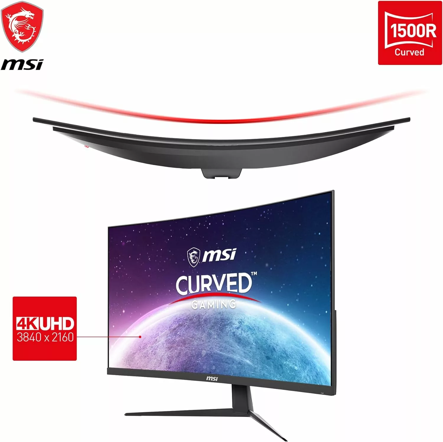 MSI G321CU Écran PC Gaming Incurvé 31,5" UHD - Dalle VA 1500, 3840x2160, 144Hz / 1ms, 16:9, FreeSync Premium - DisplayPort 1.4a, HDMI 2.1, USB Type-C