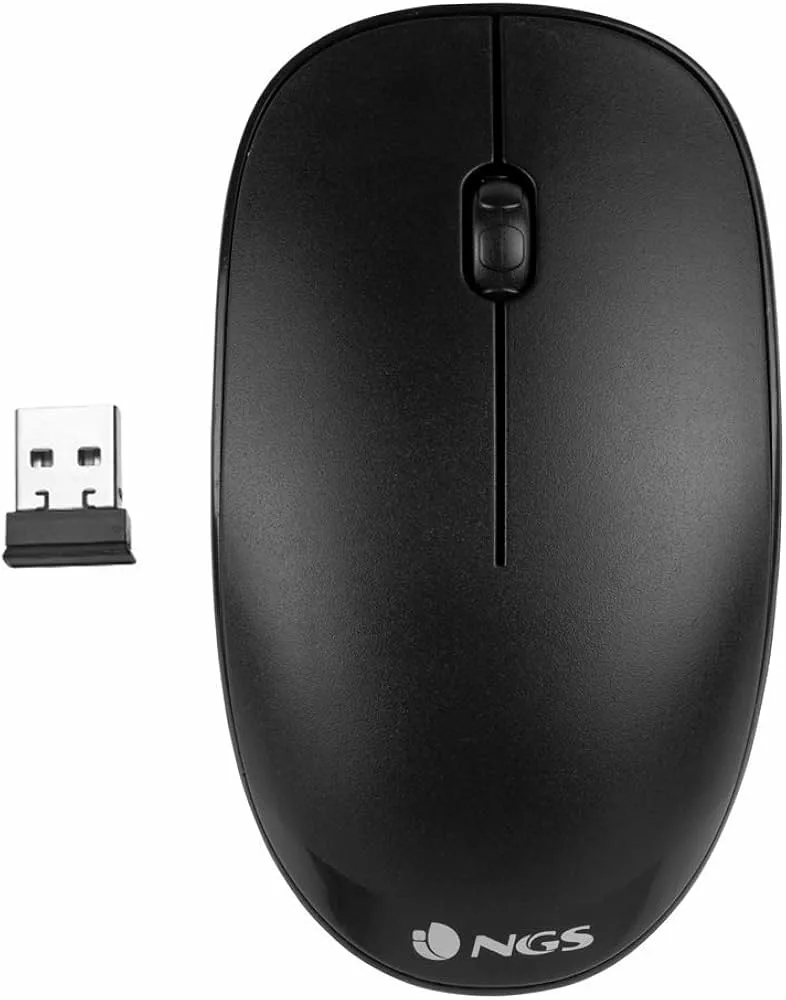 NGS Fog Black - Souris Optique sans Fil 2.4GHz, Souris pour Ordinateur ou Laptop avec 2 Bouttons et Scroll, 1000dpi, Noir