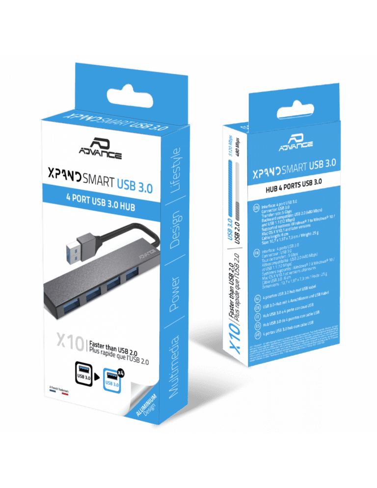 Hub USB 3.0 Advance Xpand Smart - 4 ports - sans alimentation