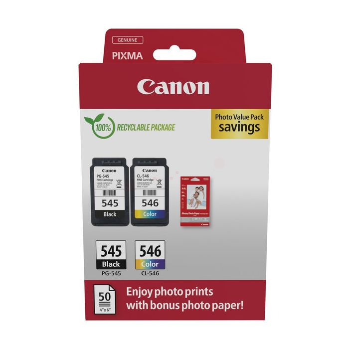 CANON PG-545 - CL-546 Multi-Pack de 2 + 50 feuilles de papier photo