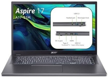 ACER Ordinateur Portable Aspire 17 Gris Win 11  + Office 2021